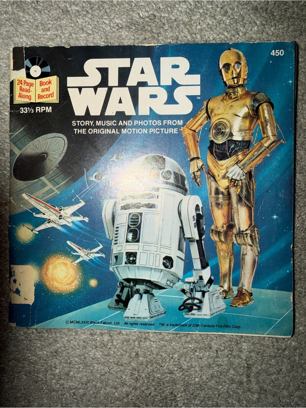 Vintage Star Wars Kids Toy Book & Record Featuring C-3PO and R2-D2 197?